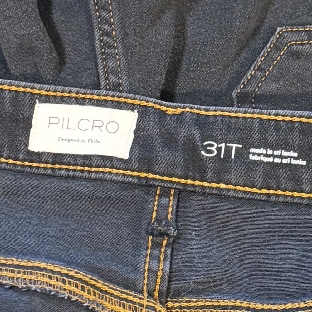 Pilcro Curvy Jeans Size 31 Tall Black Shadow Wash High Rise Wide Leg - Picture 10 of 12